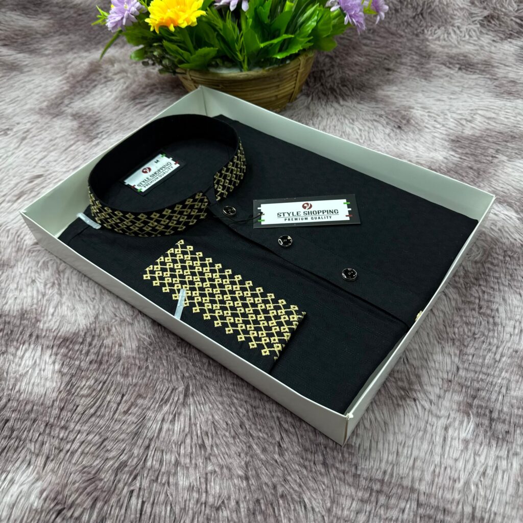 Black embroidery panjabi design for men by Raha BD